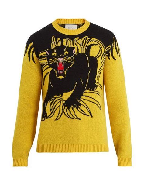 gucci jacquard panther sweater|Gucci jacquard sweater.